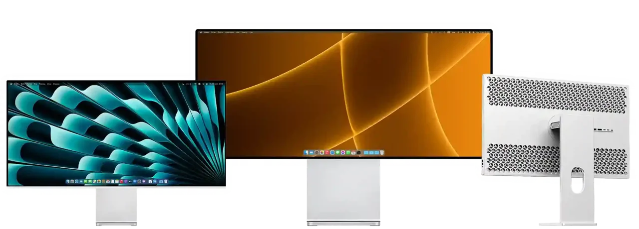 Monitore Kuycon P40K, Q34W und G27P, Vorder- und Rückansicht